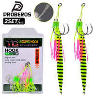 Hameçon d'assistance pour jigging à lancer lent, haute résistance, pour la pêche en mer, avec silicone, 2 paires