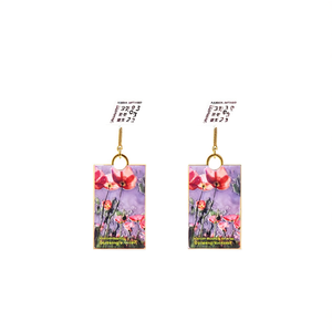 Pendientes de Moda, Acero Inoxidable 316L, Baño de Oro PVD, Diseño Floral Rectangular, Sostenible y Resistente - Product Image 2