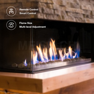 <span class=keywords><strong>Chimenea</strong></span> <span class=keywords><strong>de</strong></span> <span class=keywords><strong>Gas</strong></span> Moderna MEISU.CH <span class=keywords><strong>de</strong></span> Doble Cara Transparente con Piedra Volcánica, Tubo Empotrado en Muebles - Product Image 4