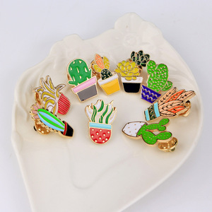 Cartoon Leaf Schöne grüne Topfpflanze Brosche Monstera Kokosnuss baum Emaille Metall Abzeichen Anstecknadel - Product Image 1