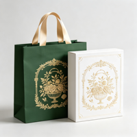 Sac en papier d'art de luxe de haute qualité avec poignée en ruban, emballage de boîte cadeau en carton, boîte à thé haut de gamme, logo personnalisé, image de marque d'entreprise