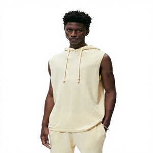 Sudadera con capucha sin mangas de algodón grueso extragrande para hombre, estilo cut-off, para gimnasio, personalizada OEM, lisa, de fabricantes - Product Image 1