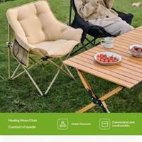 Chaise lune pliante d'extérieur en velours de daim, style Khmer, avec base large, siège rembourré, portable, pour plage, pique-nique et camping