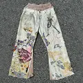 DIZNEW Low moq patch printed pants men White Heavy wash water to do old men's double waisted jeans pants Wholesale 2024