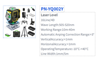 Niveau laser vert 4D professionnel 16 lignes le plus vendu avec batterie lithium 18650 longue durée et rotation à 360° °   Lignes croisées auto-nivelantes