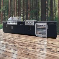 Armoires de cuisine d'extérieur personnalisées au toucher pour patio avec réfrigérateur Armoire de cuisine d'extérieur antirouille en acier inoxydable 304