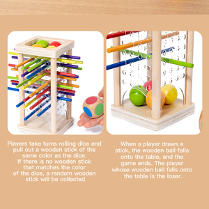 Bâtons colorés en bois Montessori Jeu de dés Motricité fine Jeu de société d'équilibre Mathématiques Apprentissage éducatif Jouet en bois pour les tout-petits - Product Image 6