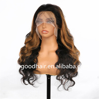 Perruques Lace Front sans colle en cheveux humains 100% vierges à cuticules alignées, couleur Ombré, avec logo personnalisé et pré-épilées