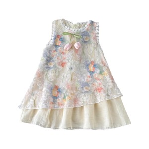 Robe d'été sans manches en dentelle unie pour filles, style princesse respirant et écologique, idéale pour les <span class=keywords><strong>vacances</strong></span>, modèle transfrontalier (ODM) - Product Image 6
