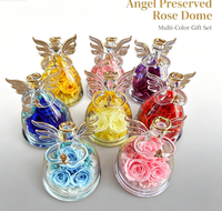 Boîte carrée de roses séchées et préservées, fleurs éternelles sous verre, cadeau pour anniversaire, fête des mères, femme, mère