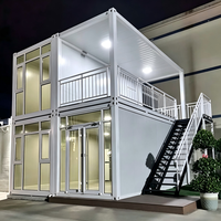 SKYLINE Maison conteneur préfabriquée modulaire à deux étages avec mur-rideau en verre, design moderne, respirante, 20ft 40ft, pour hôtel et villa