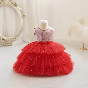 Vestido de verano sin mangas con lentejuelas para niñas, traje de fiesta de cumpleaños para niñas pequeñas, venta al por mayor, TT080