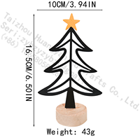 Ornement de Noël en fer forgé pour table, base en bois, étoile de sommet, figurine d'arbre en métal, décoration de bureau, de cheminée ou d'étagère