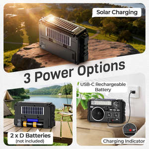 Radio AM FM SW de Doble Antena con Excelente Recepción, Recargable por USB y Energía Solar, con Ranura para Tarjeta TF, Reproductor Inalámbrico Portátil - Product Image 3