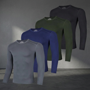 Camiseta Deportiva de Manga Larga con Cuello Redondo, Color Sólido, Absorbe el Sudor, Transpirable, Secado Rápido, Corte Regular, Manga Larga, para Yoga - Product Image 2