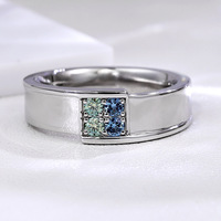 Bague Hip Hop en Moissanite Bleue de Haute Qualité, Argent Sterling 925, Alliance de Mariage, Bagues de Fiançailles Personnalisées pour Hommes