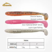 Leurres de pêche au bar WZ Tioga 3" 4" fabriqués à la machine, queue en T, plusieurs couleurs au choix, écologiques, vente en gros et personnalisation en usine
