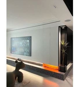 Gabinete de TV de estilo minimalista moderno de madera con gabinete de exhibición Centro de entretenimiento de pared flotante Soporte de TV Muebles de sala de estar - Product Image 5