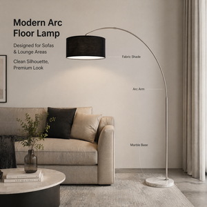 Lámpara de pie moderna con forma de arco, cubierta de tela E27, soporte de hierro, 208cm de altura, 180cm de ancho, para sala de estar, sofá, lectura, decoración del hogar - Product Image 2
