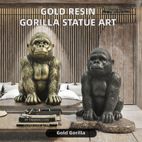 Statue de gorille doré en résine, grande taille, pour décoration intérieure de Noël, sculpture artistique, King Kong, moderne, abstrait