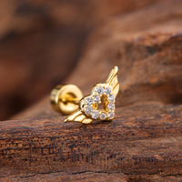 Pendientes de Acero Inoxidable con Rosca Interna y Circonita Cúbica, para Tragus y Cartílago, con Parte Trasera Plana, Joyería de Moda para Piercing, Pendientes Tipo Stud, Joyería Corporal