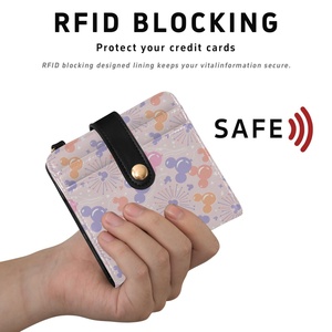 Famous Brands Designer Leather <b>RFID</b> <b>Blocking</b> Ladies Mini Coin Purse Credit Card Holder Short Women's <b>Wallet</b> with Keychain - Product Image 2