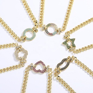 Joyería <span class=keywords><strong>de</strong></span> <span class=keywords><strong>Oro</strong></span> <span class=keywords><strong>Laminado</strong></span> Elegancia Cubana al Por Mayor Collares <span class=keywords><strong>de</strong></span> Cadena con Circonitas y Dijes <span class=keywords><strong>de</strong></span> Metal Bañados en <span class=keywords><strong>Oro</strong></span> <span class=keywords><strong>de</strong></span> 18K Joyería <span class=keywords><strong>de</strong></span> Moda <span class=keywords><strong>para</strong></span> <span class=keywords><strong>Mujer</strong></span> - Product Image 2