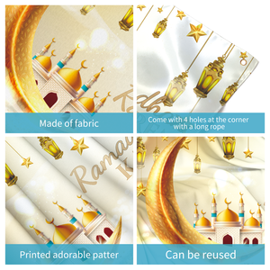 Bannière décorative en polyester pour l'Aïd al-Fitr, motif mosquée et prière du matin, cadeau de partage du Ramadan JDL - Product Image 3