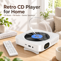 Lecteur CD de bureau pour la maison avec haut-parleurs intégrés, connexion sans fil, lecteur de carte USB SD, radio FM et télécommande