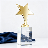 Trophée étoile en cristal gravé sur mesure, récompense étoile en cristal de luxe, logo personnalisé, cérémonie d'entreprise, prix de reconnaissance professionnelle