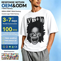 T-shirts d'été 220 GSM en coton 100% imprimé numériquement, taille L, col rond, manches courtes, coupe oversize, décontractés, respirants pour hommes adultes