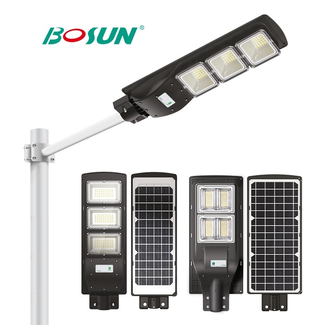 BOSUN Motion Sensor Outdoor Waterproof IP65 200W 300W Integrated All in One Led Solar Street Light