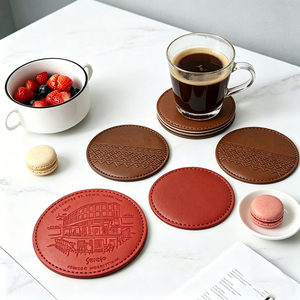 Sleek Blank <b>Coasters</b> <b>for</b> Customization PU Leather Laser Engraving <b>Drink</b> Mats with Modern Design - Product Image 5