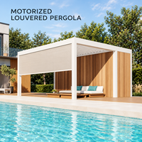Pergola motorisée en aluminium à toit ouvrant et orientable, blanche, pour le contrôle du soleil dans les jardins et patios
