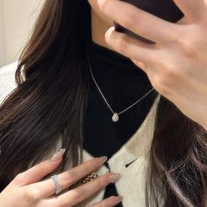 Collier pendentif flocon de neige d'hiver en argent pur S925 avec diamant, exquis, haut de gamme, niche, doux, clavicule, pour cadeau - Product Image 2