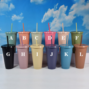 Vasos <span class=keywords><strong>de</strong></span> plástico reutilizables <span class=keywords><strong>de</strong></span> 24oz con tapas y pajitas, vasos coloridos para fiestas, cumpleaños, taza <span class=keywords><strong>de</strong></span> viaje - Product Image 6