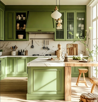 Lemari Dapur Gaya Shaker Hijau Amerika, Set Dapur Modular Kustom untuk Vila