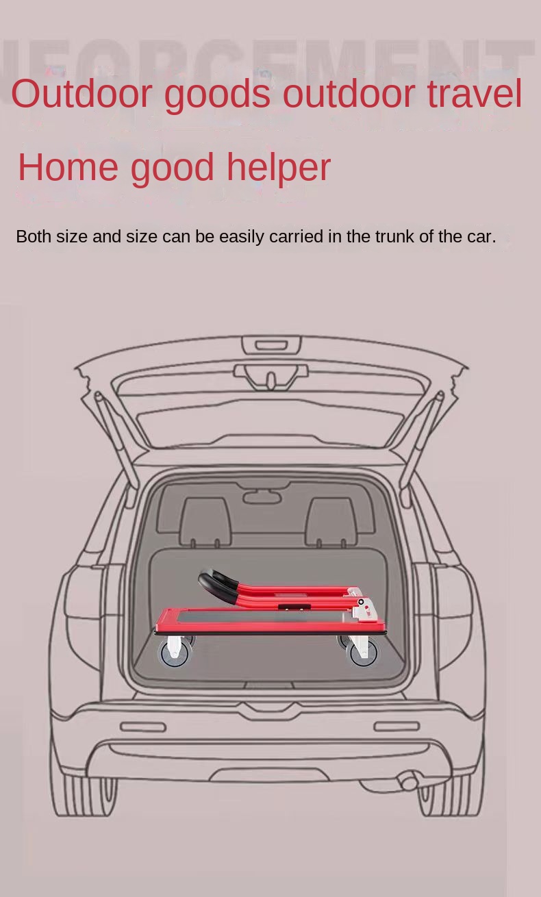 Heavy Duty Iron Four-Wheel Foldable Portable Hand Truck Small Transport Trolley Cart Platform OEM Shopping Tools Luggage Dolly