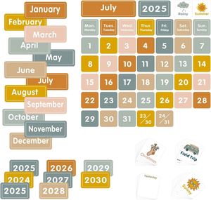 Boho 46+3 Pockets Calendar & Weather Pocket Chart Large 28.75"x24" <b>Black</b>, with 92 Cards, for Classroom, Home & School Learning - Product Image 1