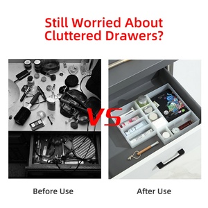 Household Custom 4 Grids Multifunction <b>Drawer</b> Style Separated Cosmetic Organizer Plastic <b>Storage</b> <b>Box</b> With Dividers - Product Image 6