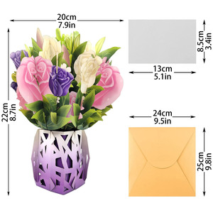 การ์ดอวยพรแบบป๊อปอัพ 3 มิติ รูปดอกกุหลาบพับได้ พร้อมซองการ์ดเปล่า สำหรับวันวาเลนไทน์ วันแม่ ทำเองได้ - Product Image 2