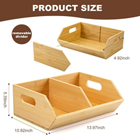 Boîte de rangement en bambou personnalisée à compartiments, boîte organisatrice de cuisine à 2 compartiments, caisse de rangement en bambou, conteneur de rangement pour légumes et fruits