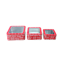 Boîte en étain carrée personnalisée pour bonbons, biscuits, emballages cadeaux avec fenêtre