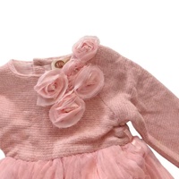 Robe trapèze en coton au crochet pour filles, personnalisable, plusieurs couleurs, manches longues, décoration florale, échantillon disponible en 7 jours |   Stock |   Enfants