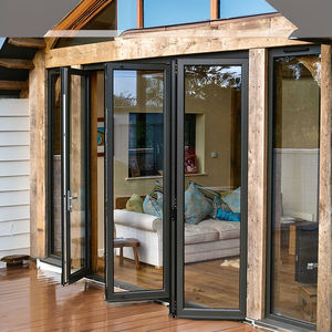 <span class=keywords><strong>Puerta</strong></span> plegable moderna resistente a huracanes para villas terrazas oficinas puertas de acordeón de vidrio templado de aleación de aluminio (uso interior) - Product Image 1