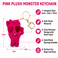 Porte-clés Monstre Rose Mignon en Peluche, Doux et Moelleux, Écologique et Durable, Breloque de Sac, Yeux en Cœur, Mini Animal en Peluche, Logo Personnalisé, Unisexe