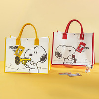 Sac fourre-tout en toile Snoopys Concert, sac à main mignon à motif de dessin animé, sac de rangement de grande capacité pour documents et fournitures scolaires pour étudiants et bureau