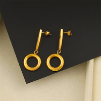 Boucles d'oreilles en acier inoxydable Rock Circle pour femmes polyvalentes avancées populaires nouveau Style de luxe léger à la mode Simple