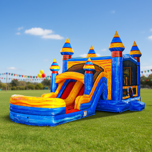 Jump Orange Bounce <span class=keywords><strong>Jumpy</strong></span> gonflable de qualité commerciale avec deux diapositives, utilisation sèche humide, comprend un ventilateur - Product Image 1