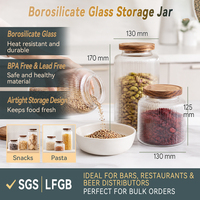 Ensemble de bocaux de conservation en verre hermétiques, sans BPA, écologiques, compatibles lave-vaisselle, grande capacité, 1,2 L/1,8 L/3 L